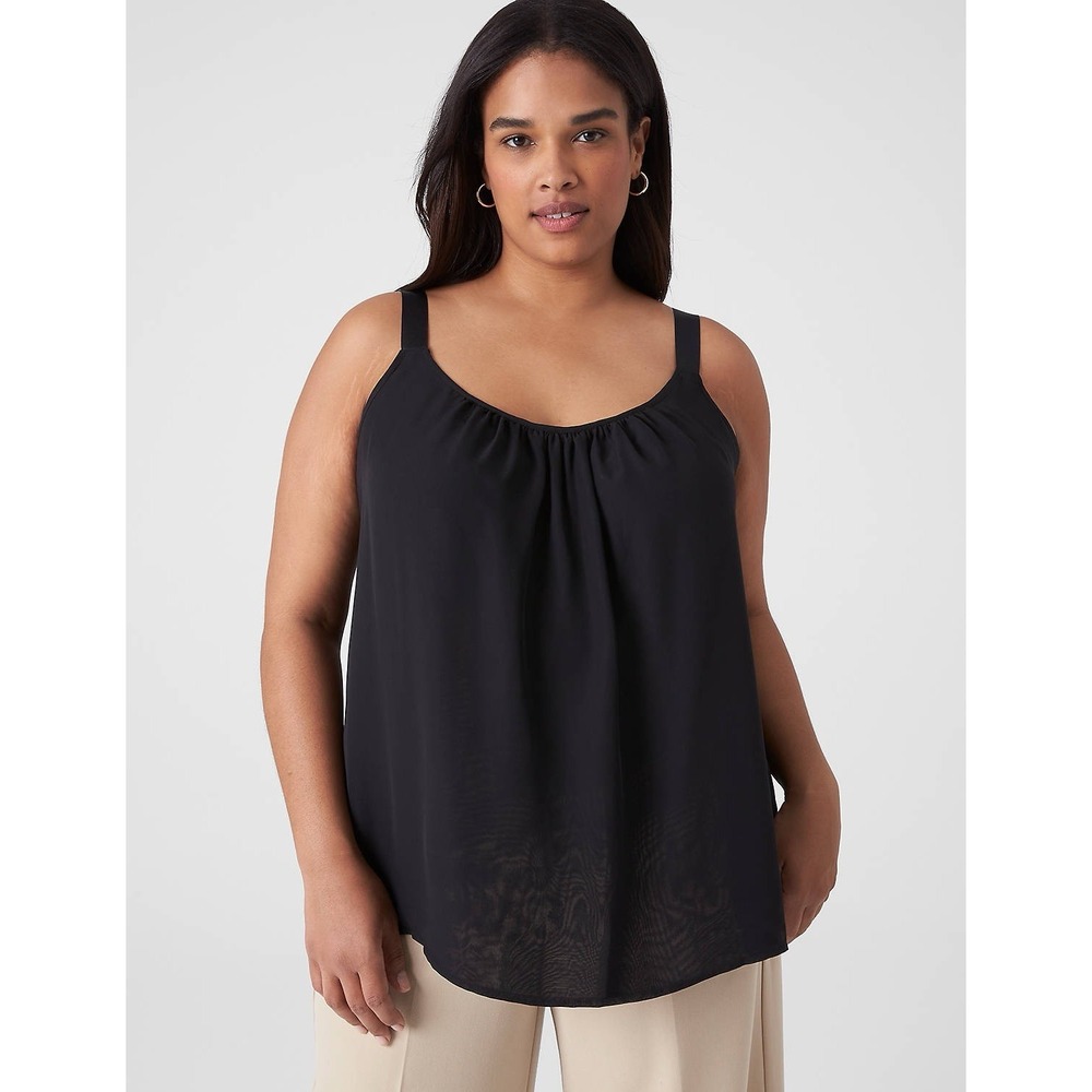 Lane Bryant Cami Top Plus Size 22 Black Grosgrain Ribbon Adjustable Straps NEW